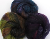 Charmed batts -- (4 oz. per set)  bfl wool, tencel, tussah silk, fine alpaca, angelina sparkle.