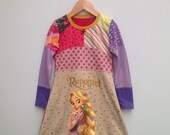 Upcycled Dress Handmade Recycled Dress Rapunzel Repurposed Size 6 (europ. size 122/128)