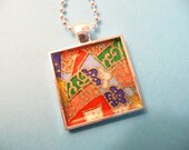 Colorful Necklace Origami Paper in Bezel Multi Colors Handmade Jewelry