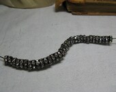 100 rhinestone rondelle beads 6mm vintage silver AGED look