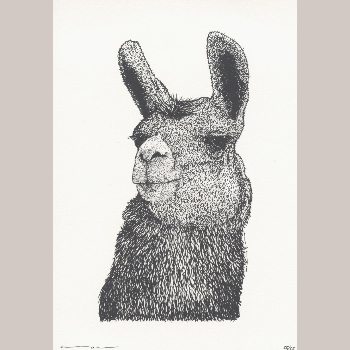 Llama Three - Limited Edition of 25 - One Color Screen Print - A5 - Artwork by Karl Addison