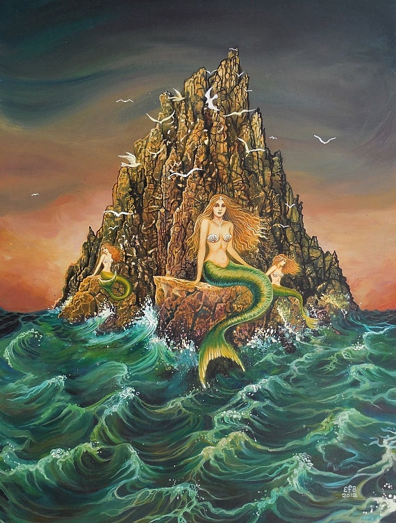 The Mermaids Ocean Goddess Art Original Acrylic Painting
