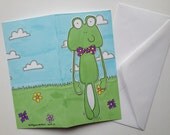 Spring friends bookmark card frog