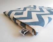 iPad case, iPad cover, iPad sleeve fits ALL iPads. Also for netbooks and tablets - Denim Blue Chevron Stripes