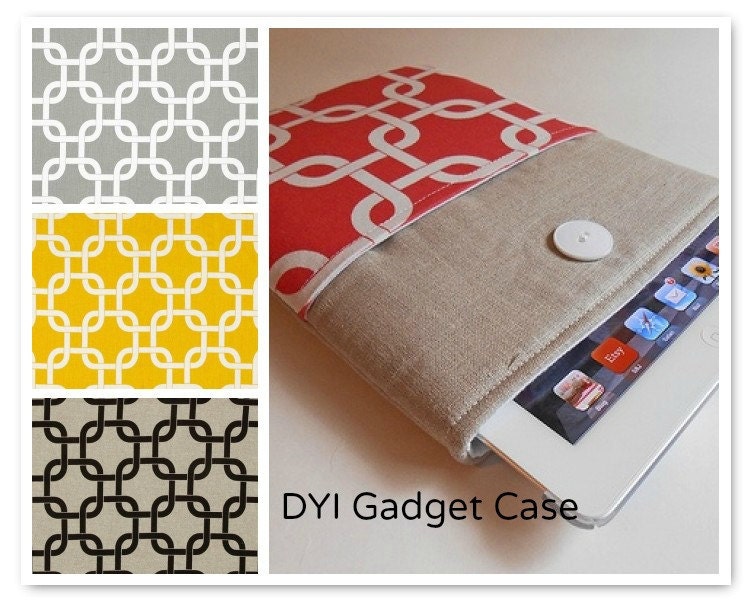 Design your own iPad Case - iPad Case, iPad Cover with front pocket - Pick your own color - Linen and Lattice