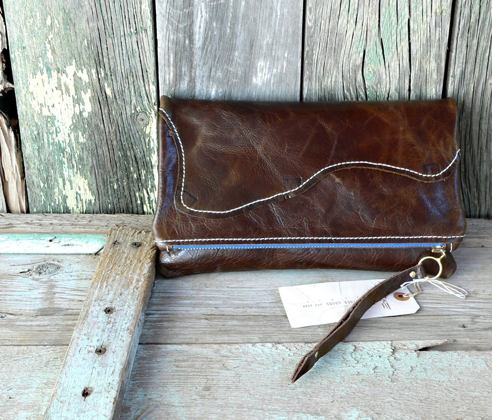 Leather Clutch purse Fold Over bag  women's/ mother's day
