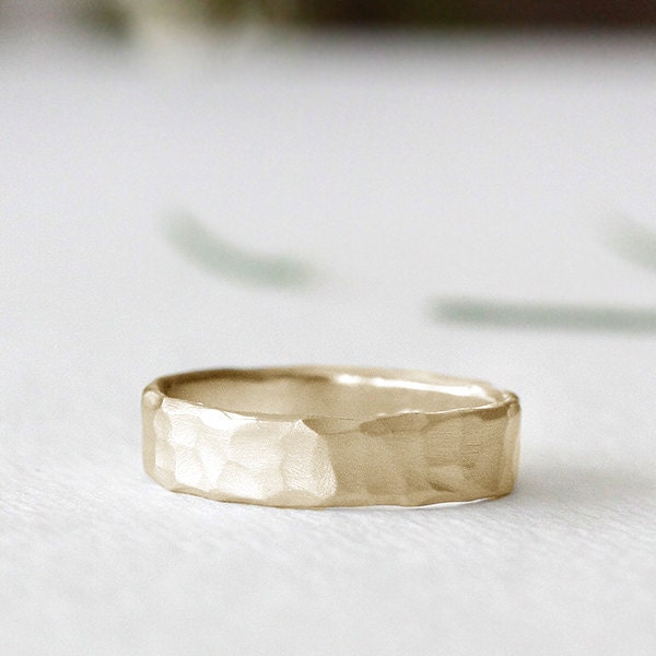 14k gold hand carved wedding band, eco friendly, unisex, mens wedding ring, womens wedding band, 5mm