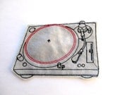 Iron On Patch Turntable Applique in Gray