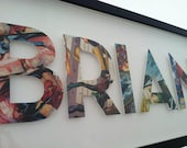 CUSTOM superhero alphabet name - 5 letters - FRAMED