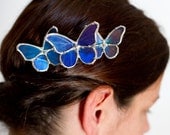 Bridal Hair Comb - Something Blue - Real Blue Morpho Hair Comb - MADE to ORDER