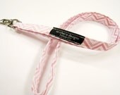 fabric short lanyard pink and white chevron