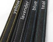 fabric long lanyard black - pick your thread color