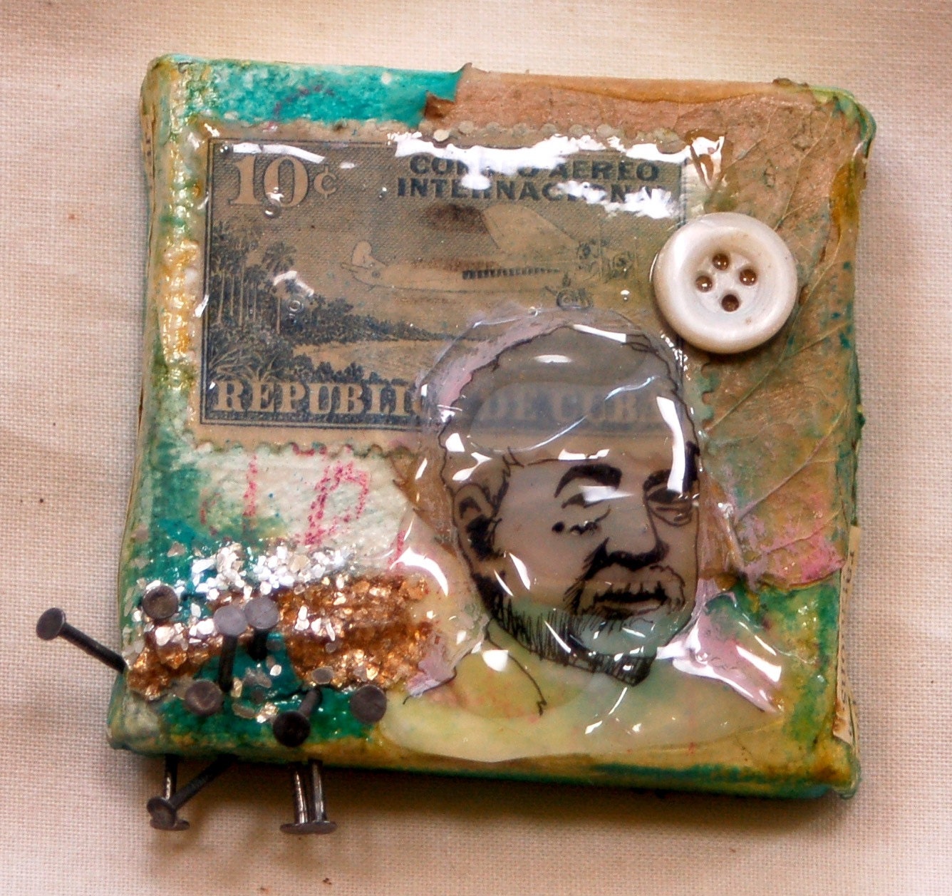 Break Down Barriers mixed media painting