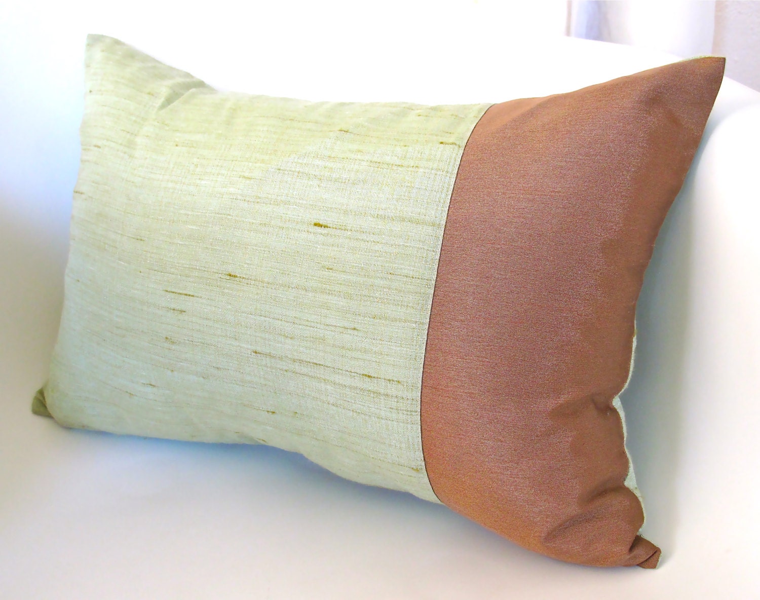 Light Green Pastel and Brown Throw Pillow