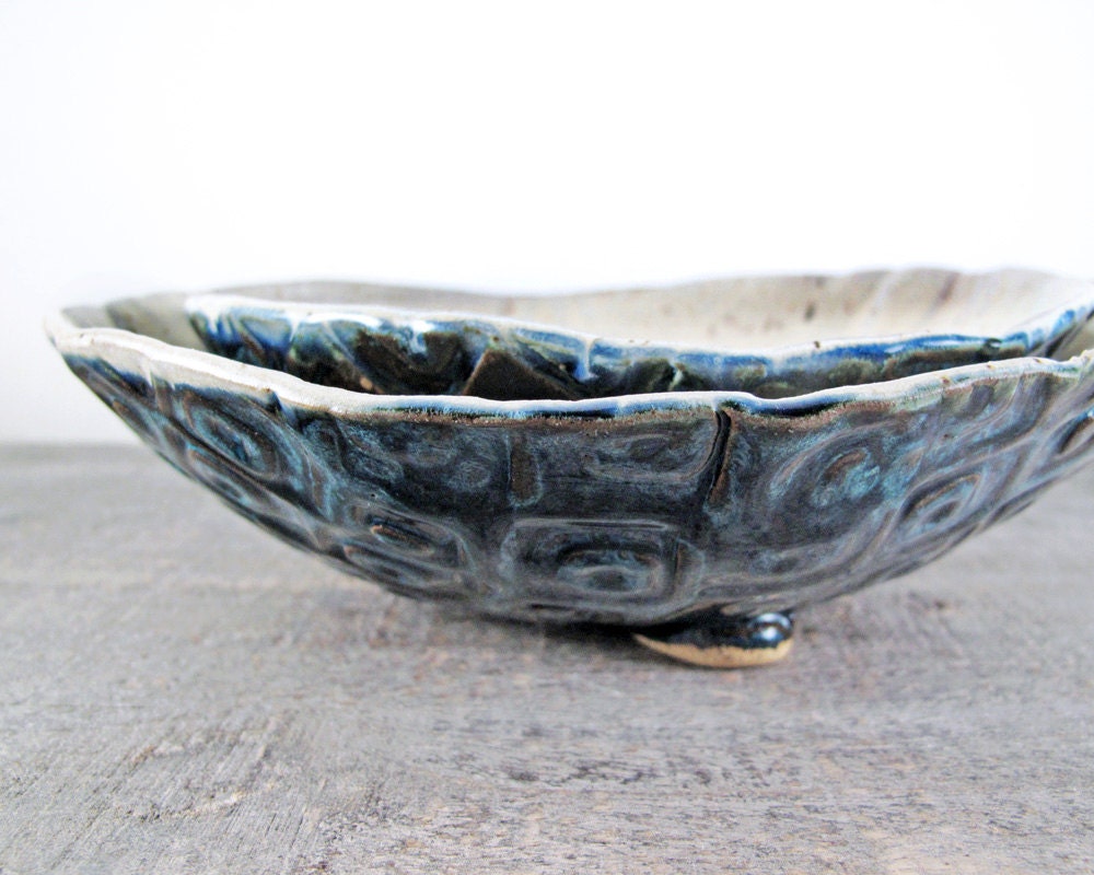 Organic Nesting Bowls - Two Nesting Bowl Set - Hand Made Pottery - Stoneware Serving Bowl Set - Retro Squares