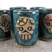 Skully Shot Glass - Deep Lagoon - Dark Teal Black - Skeleton Skull - Day of the Dead - Cinco de Mayo - Barware