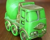 Adorable Green Cement Mixer Truck Piggy Coin Bank