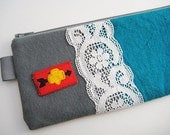 arrows and lace - flat pencil pouch