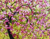 Spring Pink Blossoms - Huge Contemporary Original Acrylic on a Extra Large Canvas by Patty Baker