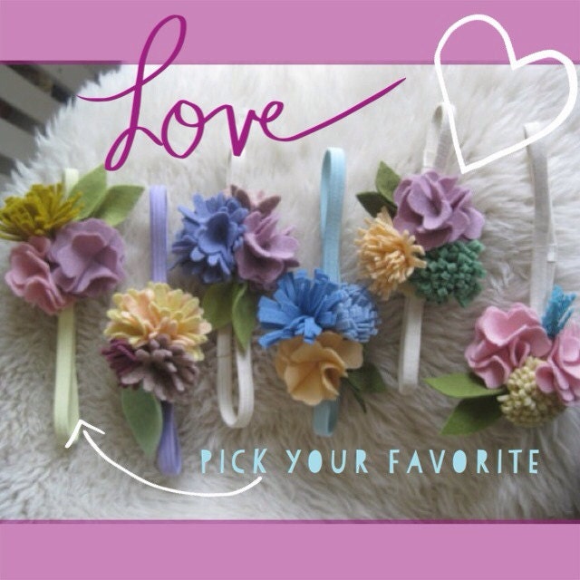 custom order headband birthday girl felt flower