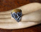 huge 1960's style tiger's eye and silver pinkie ring