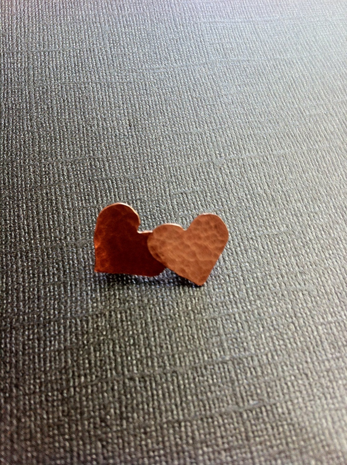 Hammered Copper Heart Stud Earrings