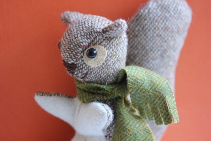 Handmade Tweed  plush Squirrel  - Plush Squirrel - stuffed squirrel - READY TO SHIP