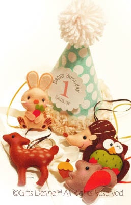 Set of 5 WOODLAND ANIMALS Party Favors, Reusable Cupcake Toppers for Birthday, Baby Shower, Autumn Party,  Fall Weddings - with Gift Tags