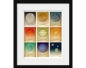 Solar System Art Print - All In One 8x10 - Astronomy Space Art , Milk Way Planets, Galaxy Art, Geek Chic Nerd Science Posters Earth Mars