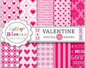 INSTANT DOWNLOAD Valentine Papers hearts, digital scrapbook papers Il_170x135