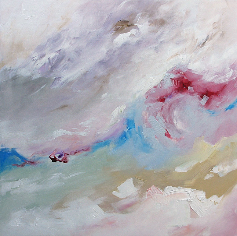 MOVING SALE - Original Abstract Art Painting Modern Abstract Expressionism Subtle Ethereal Acrylic Painting on Canvas by Linda Monfort