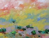 MOVING SALE - Abstract Landscape Painting Original Art Bright Bold Fauve Impressionist Acrylic Painting on Canvas by Linda Monfort