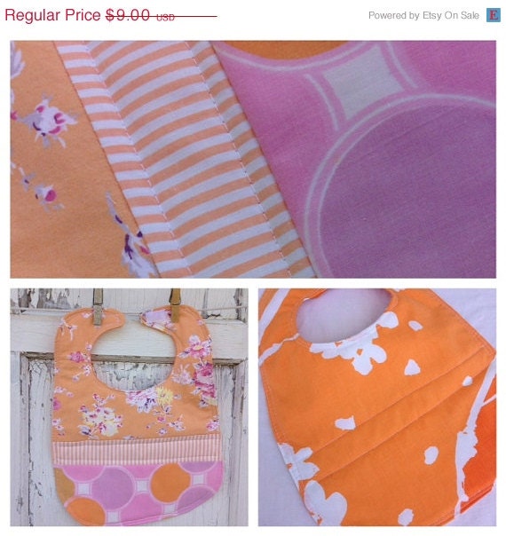 ON SALE- Orange Floral Bib-Eco Friendly Wee Ones Bib Collection