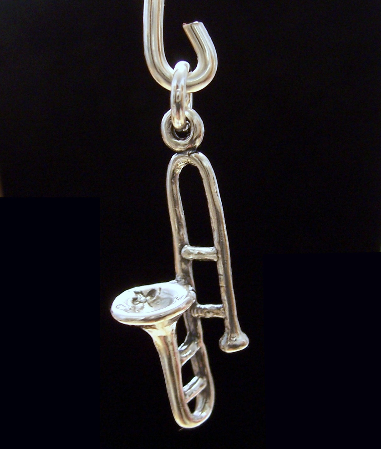 Trombone Charm - Sterling Silver - Musical Instrument Charm - Band Charm