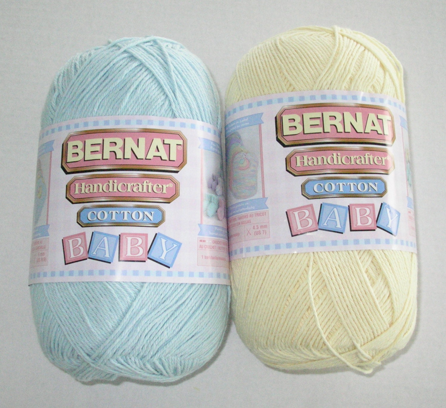 Baby Cotton Yarn Destash Bernat Handicrafter Yellow and Blue 28 ounces total