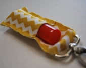 Yellow and White Chevron Key Fob Chapstick Lip Balm Holder