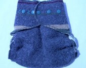 Nifty Nappy One Size Woolie Wrap Cloth Diaper  Grey with Green/Tan/Red Stripes