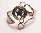 Silver Concho Fork Bracelet Recycled Silverware Antique Cuff Bracelet
