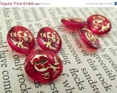 Vintage red and gold military glass gems