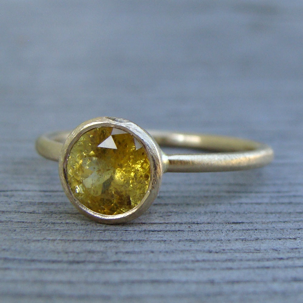 Fair Trade AA Yellow Sapphire and Recycled 18k Yellow Gold Ring - Diamond Alternative Engagement or Everyday Ring, Size 6