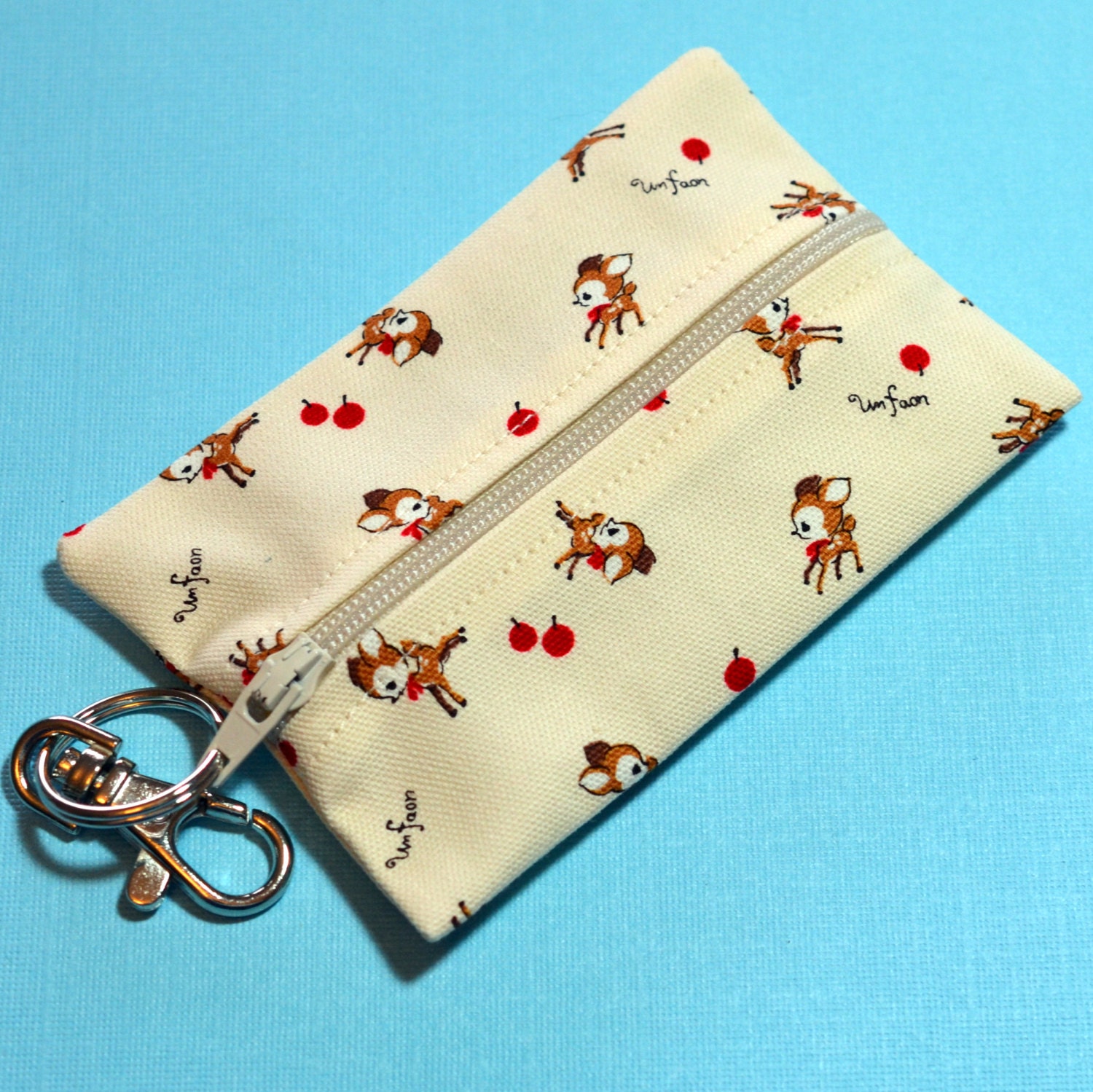 Kawaii Deer Zip It Card Case / ID Holder - Frolicking Fawn