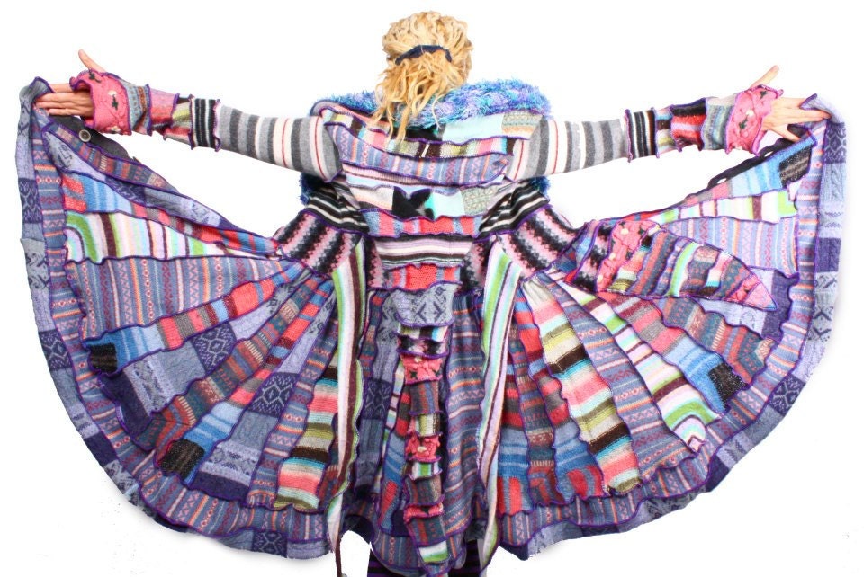 Recycled Sweater - Psychedelic Patchwork CIrcus Coat TUTORIAL by Katwise