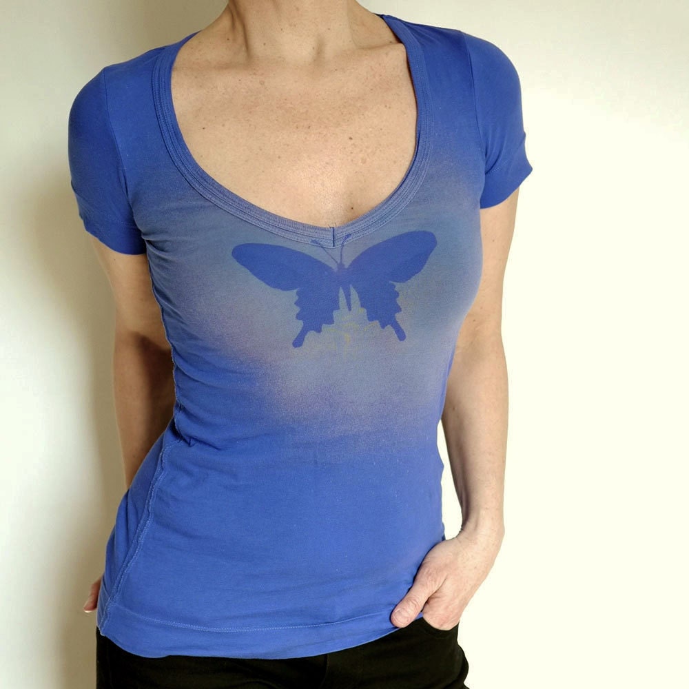 Psychedelic Blue Butterfly Tshirt