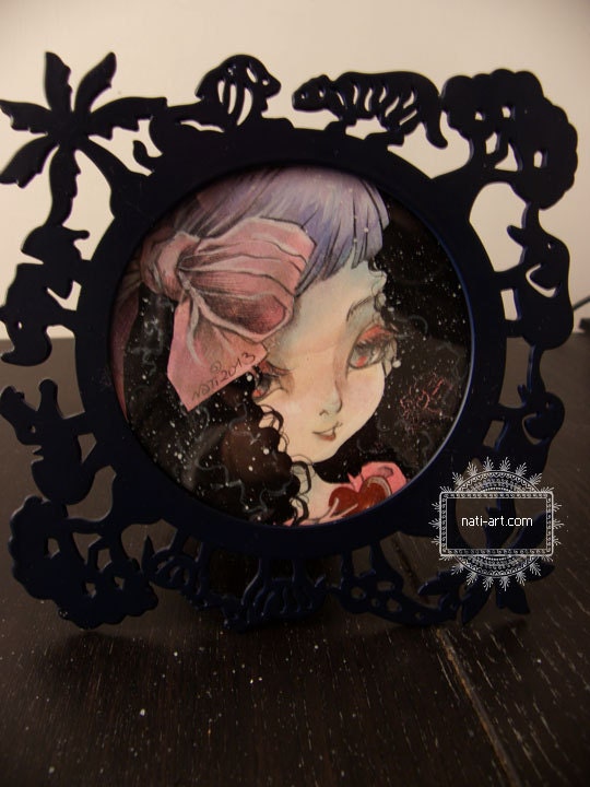 Violetta, the Victorian Girl - Framed - ORIGINAL Mini Illustration by Natalia Pierandrei