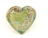 Handmade ceramic heart vase - wall art wall hanging  - IN STOCK lichen glaze - home decor - thank you birthday new job