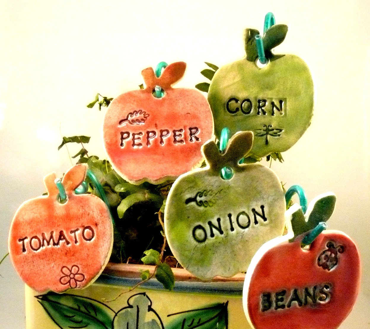12 Herb Garden Plant Markers Ready2Ship / ceramic garden signs Father's Day Gift