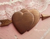 Double Hearts Antique Brass  Stamping