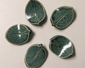 Set of Five Hand Made Ceramic  ChopStick Rests,  Antique Blue Leaf