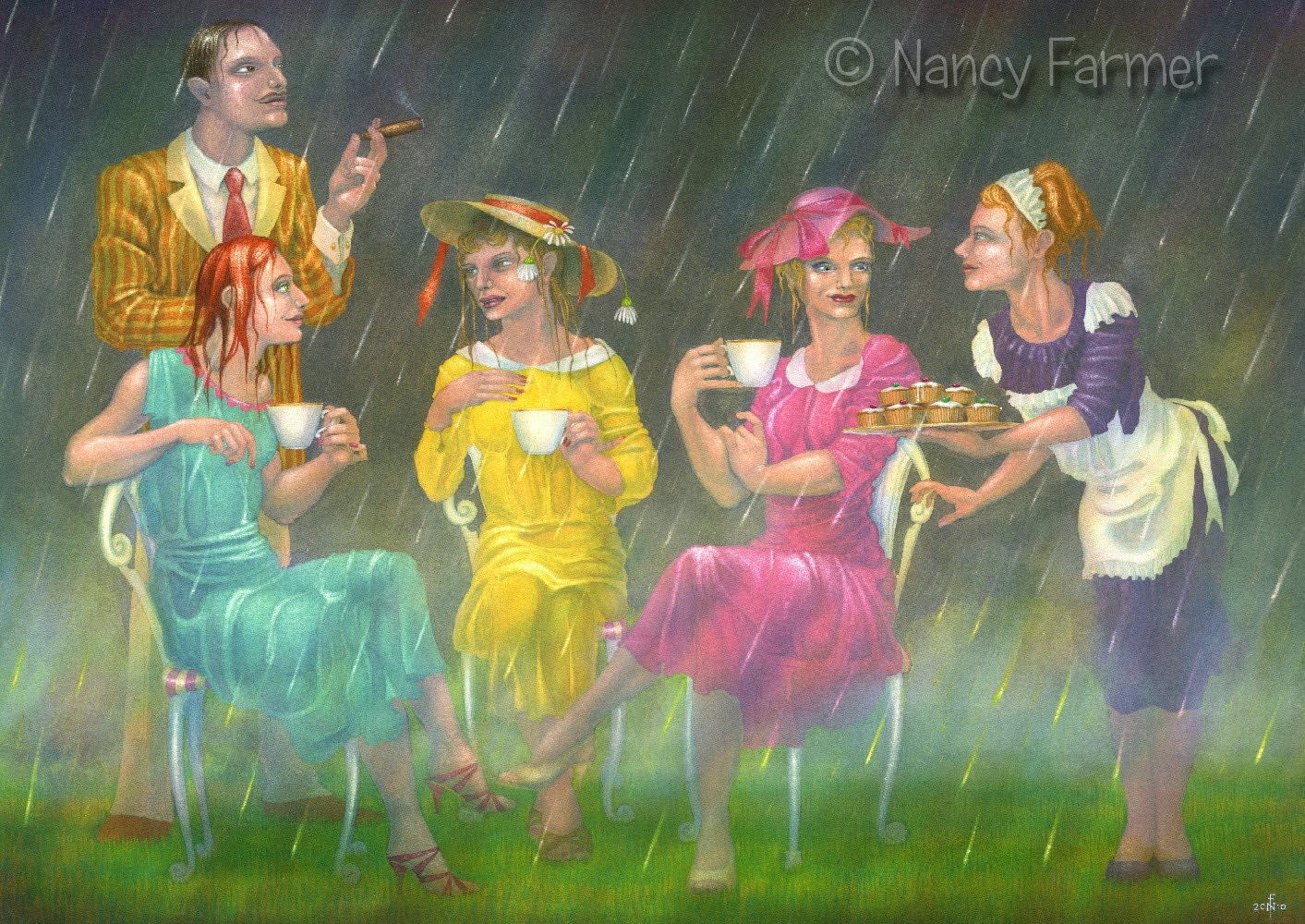Tea On The Lawn - quintessentially English - large A5 / 8x6inch greetings card, blank inside