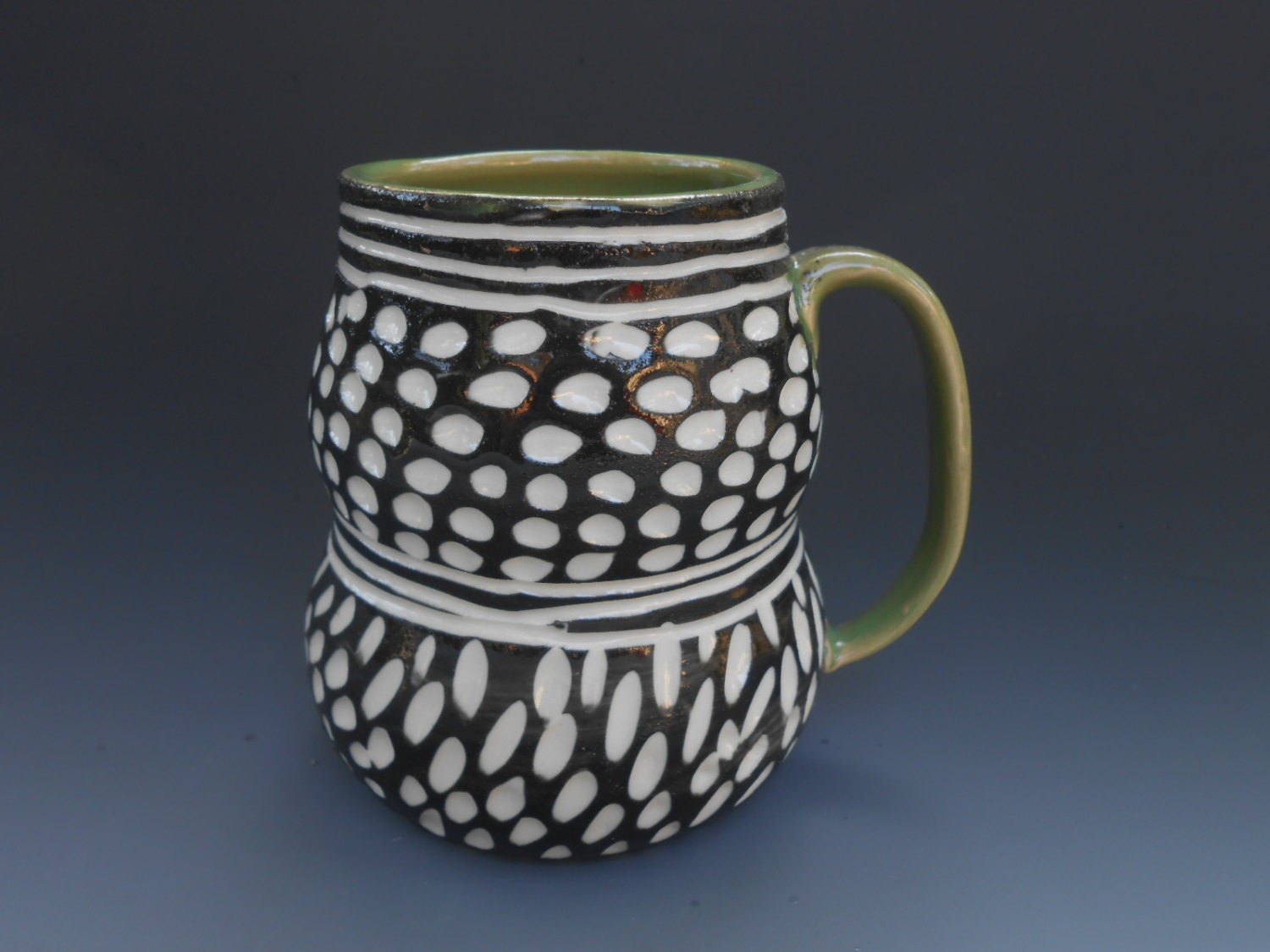 SALE Stylish Porcelain Mug green black white